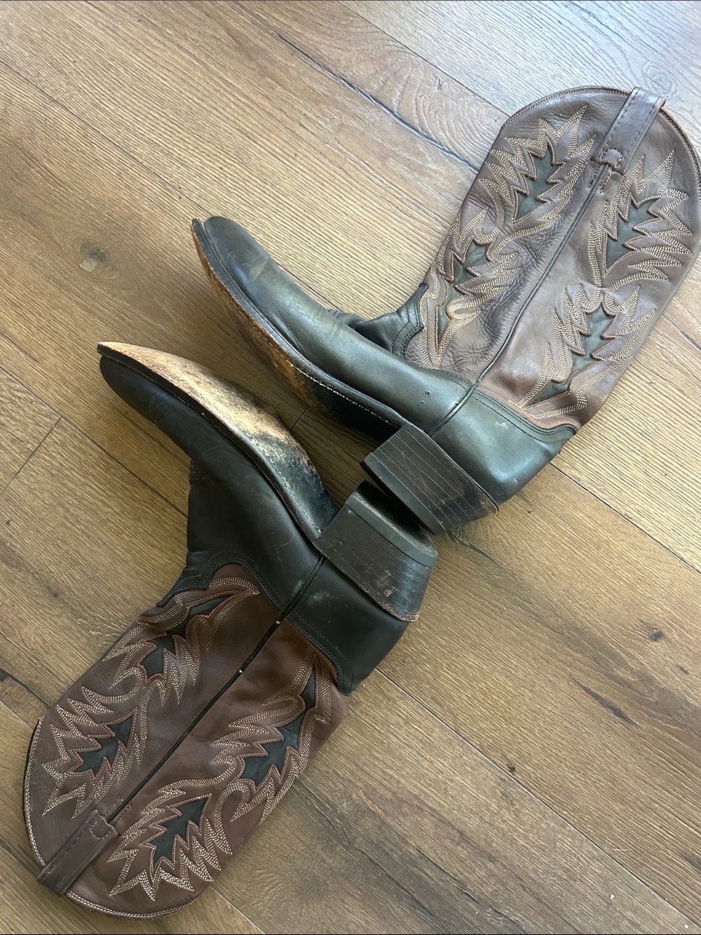 Dan Post Two-Tone Brown Leather Western Boots !! 8.5 D - Picture 6 of 12